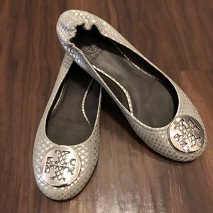 Silver Tory Burch flats